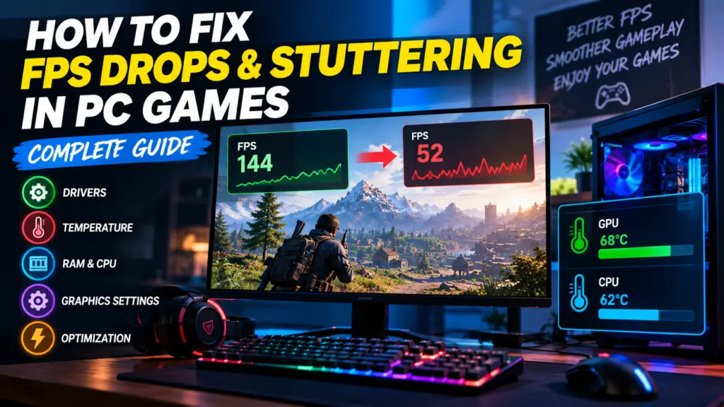 PC gaming setup optimized to fix FPS drops and stuttering